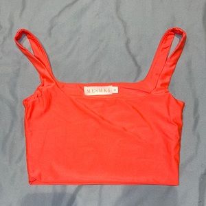 MESHKI Neon Orange Crop Top Tank